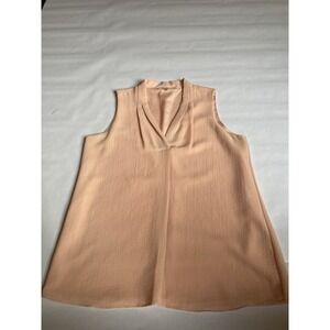 Calvin Klein Womens Large Peach Vneck Sleeveless Tunic Style Blouse! A4829
